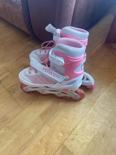 Inline skates with lights , pink and white size 2-4