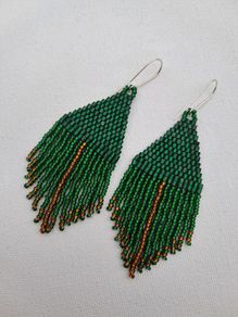 Green earrings, silver earhooks