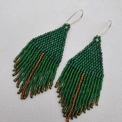 Green earrings, silver earhooks