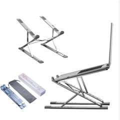 Ergonomic Aluminum Laptop Stand for Desk - Adjustable, Foldable Riser Compatible With 10-17" Laptops