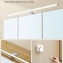 LED Mirrored Bathroom Cabinet with Storage, Basket & Hair Dryer Holder Oak Colour Image 4