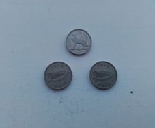 3.Irish Three Pence Coins.
