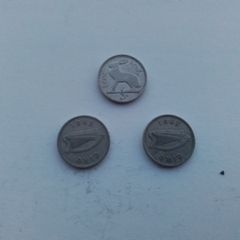 3.Irish Three Pence Coins.