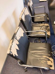 Set of 6 black office chairs - chrome frame