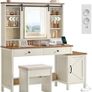 Vintage Dressing Table with Mirror and Lighting with Stool 2 Drawers, Jewellery Storage Image 2
