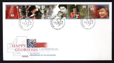 1992 Great Britain 40th Anniversary of the Accession of Queen Elizabeth II Royal Mail Addressed First Day Cover (FDC)