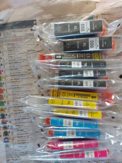 Selection of Canon compatible inks, new and Sealed, 13 in total, 2 large Black, 4 small Black, 3 Yellow, 2 Magenta and 2 CYAN