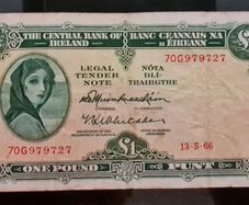 1966 Lady Lavery 1 pound banknote