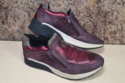 womens BUGATTI trainers metallic snakeskin purple pink zip up Size UK 5 EU 38