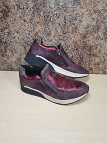 womens BUGATTI trainers metallic snakeskin purple pink zip up Size UK 5 EU 38