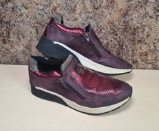 womens BUGATTI trainers metallic snakeskin purple pink zip up Size UK 5 EU 38