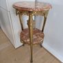 Vintage French Brass & Pink Marble 2-Tier Side Table Plant Stand Image 6