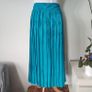 Vintage 1980s turquoise blue pleated midi length skirt. Made in Ireland by Michel Ambers, size 12. Image 6