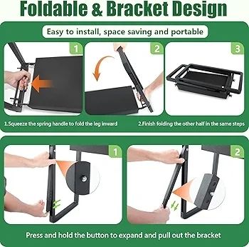 Foldable Garden Kneeling and Seat, Anti-Tipping Gardener Stool Widened Thick Soft Kneeling Pad, Heavy Duty Gardening Stool with Garden Tool Bag, Gardening Gift (Black)