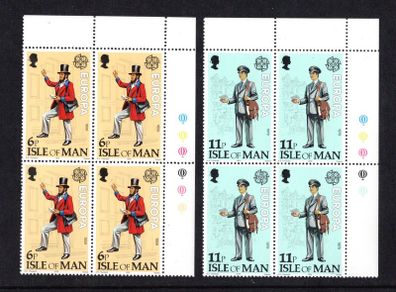 1979 Isle of Man Europa: Communications Commemorative Stamp Control Blocks Mint Never Hinged (MNH)