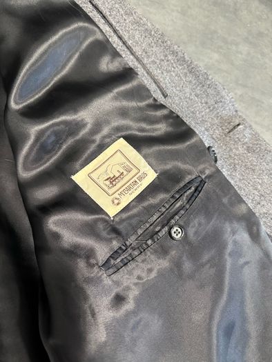 Men's Gray Double-Breasted Herringbone Coat