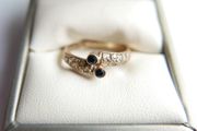 Vintage Solid 9ct Yellow Gold 375, Sapphire Ring - size P - 2,2g