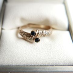 Vintage Solid 9ct Yellow Gold 375, Sapphire Ring - size P - 2,2g