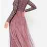Maya Embellished Maxi Tulle Dress long sleeve Image 4