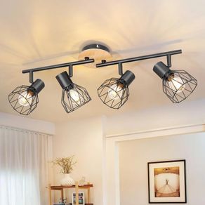Spot Light Fittings for Ceilings Rotatable - Kitchen Lighting Ceiling Lights Wood - 4 Spotlights Ceiling Lights Black Wall Lights Living Room - Industrial Kitchen Lights E14 Wire Cage No Bulb