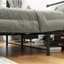 4ft6 Double Bed Frame with Headboard, Metal Slats Support Platform Bed Frames Double Bed with Storage Under Bed, Enhanced Support Stable Easy Assembly, Noise Free, No Box Spring Needed, Black Image 3