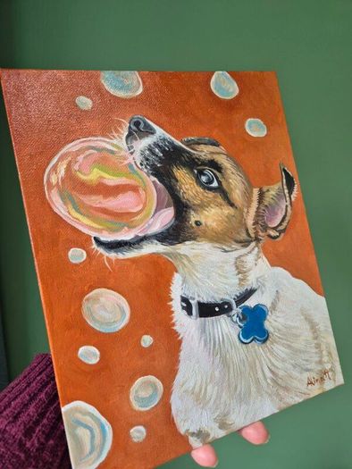 A bubbly Jack Russell - oil painting