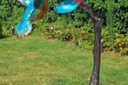 Hummingbird &amp; Flower (40cm) - Patinated Bronze
