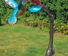 Hummingbird & Flower (40cm) - Patinated Bronze