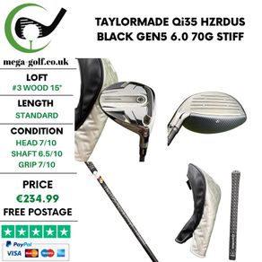 Taylormade Qi35 #3 Wood 15 Degree / Hzrdus Black Gen5 6.0 70G Stiff