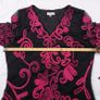Country Casuals CC Black Sheer Mesh Fuchsia Pink Soutache Ribbon Embroidered V-Neck Midi Dress 16UK/44EU Image 10