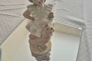 Vintage Tengra Spain Porcelain Figurine  Girl with Dog and Roses