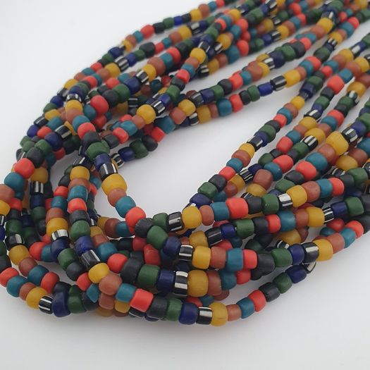 Antique African Style MultiColor 4 -5 mm Glass Beads Necklace Strand