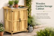 Wooden Garden Storage Cabinet with Stainless Steel Worktop and Shelves