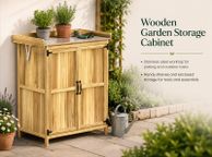 main image for ad Wooden Garden Storage Cabinet with Stainless Steel Worktop and Shelves