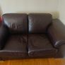 2 brown leather sofas Image 2