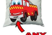 fire engine kids personalised cushion cover with any name