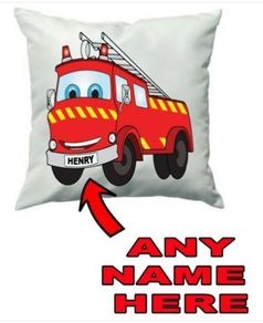 fire engine kids personalised cushion cover with any name