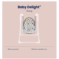 Baby swing - Graco Baby Delight Swing with 2 swing speeds, compact fold and lightweight at only 4.67kg, for rest for Play, Suitable from birth to approx. 6 months (0-9kg)