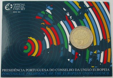 Portugal 2 Euro Commemorative Coin 2007 - Presidency of the Council of the EU BU. Blister Card.
