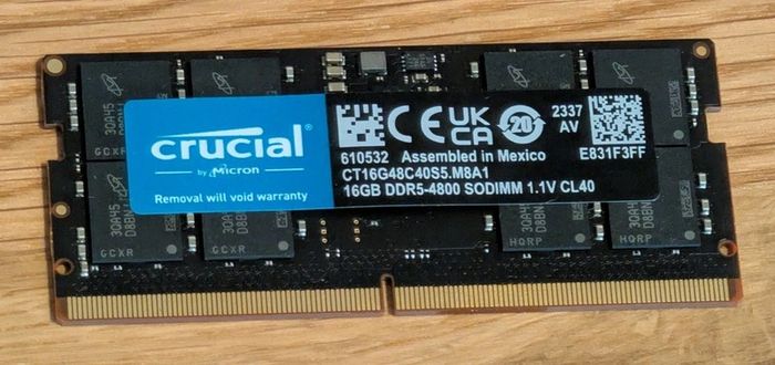 Crucial 16gb Ddr5 4800mhz Sodimm Laptop Ram Cl40 Ct16g48c40s5