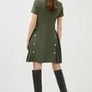 New with Tags Karen Millen Tailored Military Pleated Dress Khaki Image 4