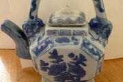 Vintage  Oriental Blue and White Teapot