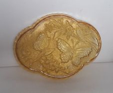 TRAY - Art deco - Amber Glass - Butterflies