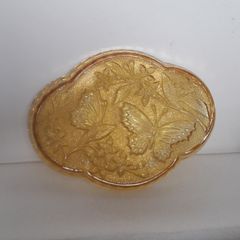 TRAY - Art deco - Amber Glass - Butterflies