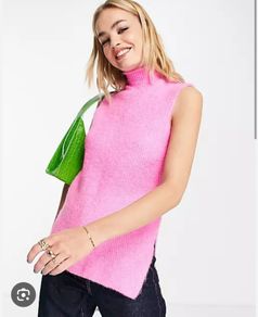 River Island Bright Pink wool tank top Size S BNWT