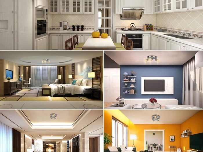 LED Ceiling Light Rotatable,Hansang 3 Way Round Plate Ceiling Spotlight,3000K Warm White Ceiling Mounted,400LM Track Lighting Fixture (LED Light Bulbs Included)