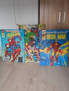 Marvel Comics Canvas Wall Art Bundle - Spider-Man, Avengers & Iron Man (3 Pack)