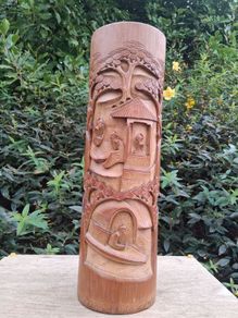 Vintage Hand Carved Bamboo Bitong(Brush Pot)