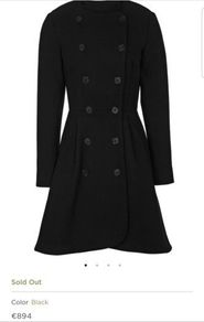 KENZO Double Breasted Collarless Tailored Wool Coat