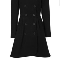 KENZO Double Breasted Collarless Tailored Wool Coat